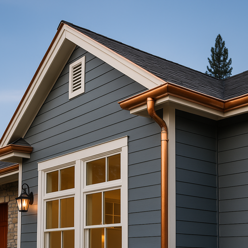 copper gutters on a home