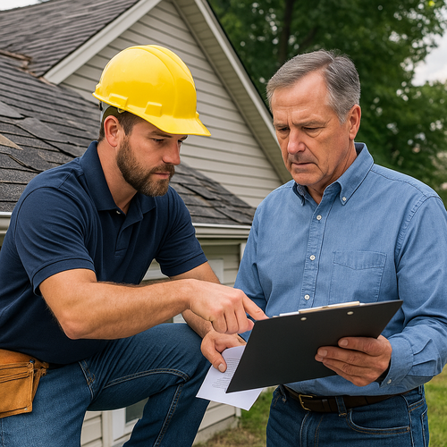 roof claim assistance with roofer and homeowner