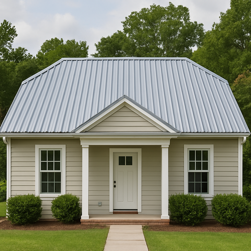 metal roof on a small home